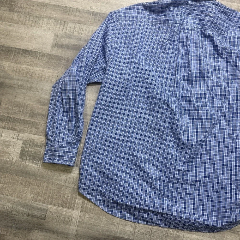 Vineyard Vines Men Shirt Long Sleeve Whale Shirt XL Blue White Plaid
